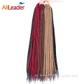 Tranças com caixa de cabelo em crochê sintético colorido para mulheres